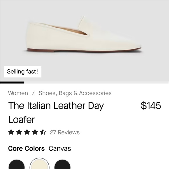 Everlane Italian Leather Day Loafer — Canvas— sz 8 - Picture 4 of 4